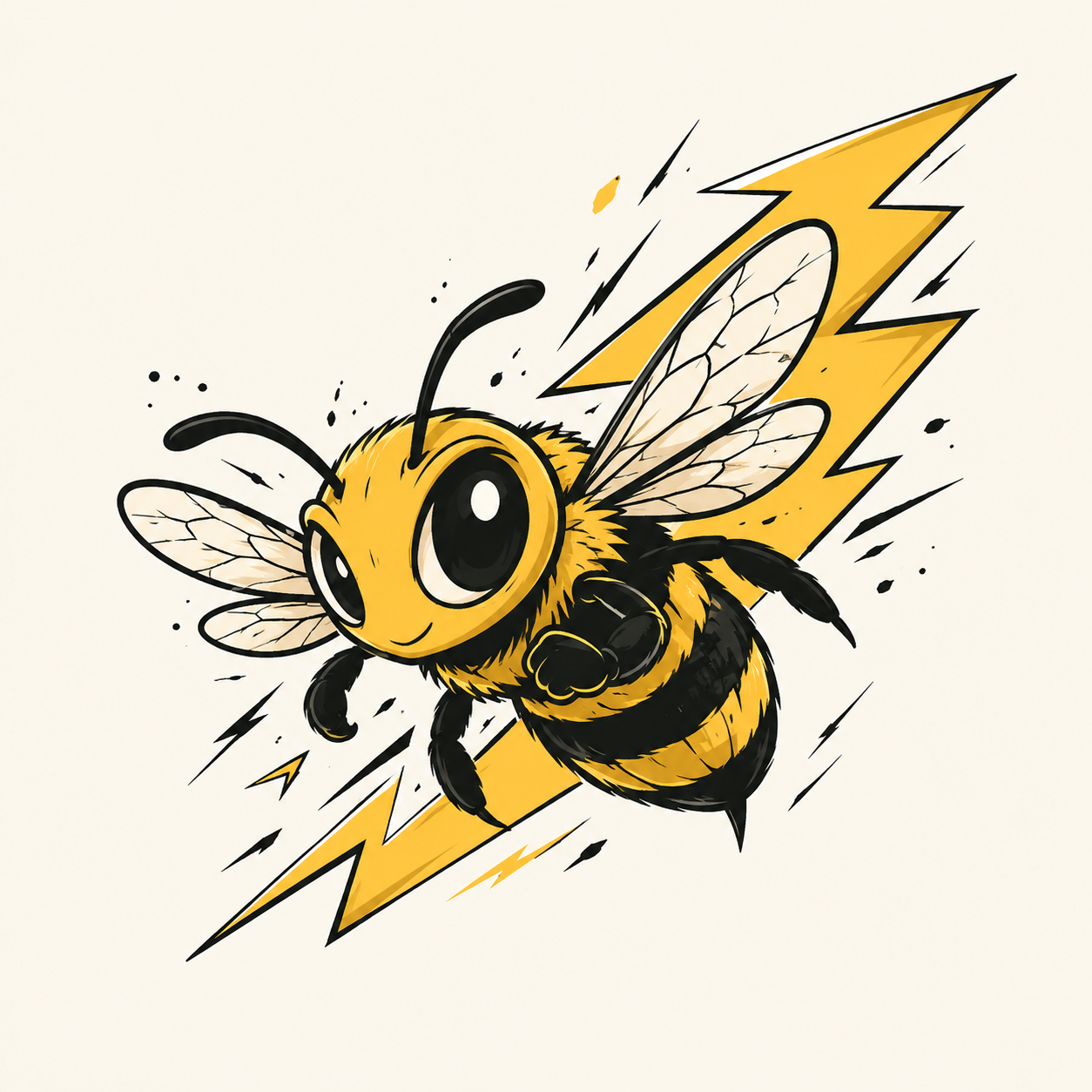 Illustrated bumblebee in flight